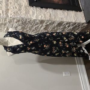 Apricot Floral wrap dress with ruffled front